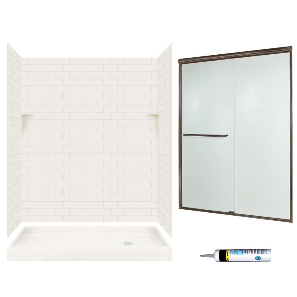 STP326R018-M58570BR 72.5-in x 60-in x 32-in 5-Piece Alcove Shower Kit in Bisque