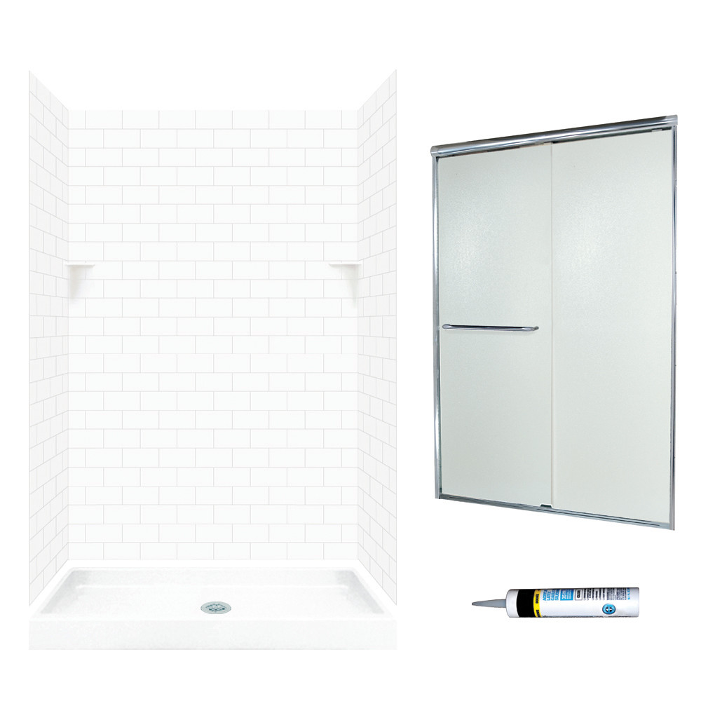 Swan STP3448010-M46570CR 72.5-in x 48-in x 34-in 5-Piece Alcove Shower Kit in White