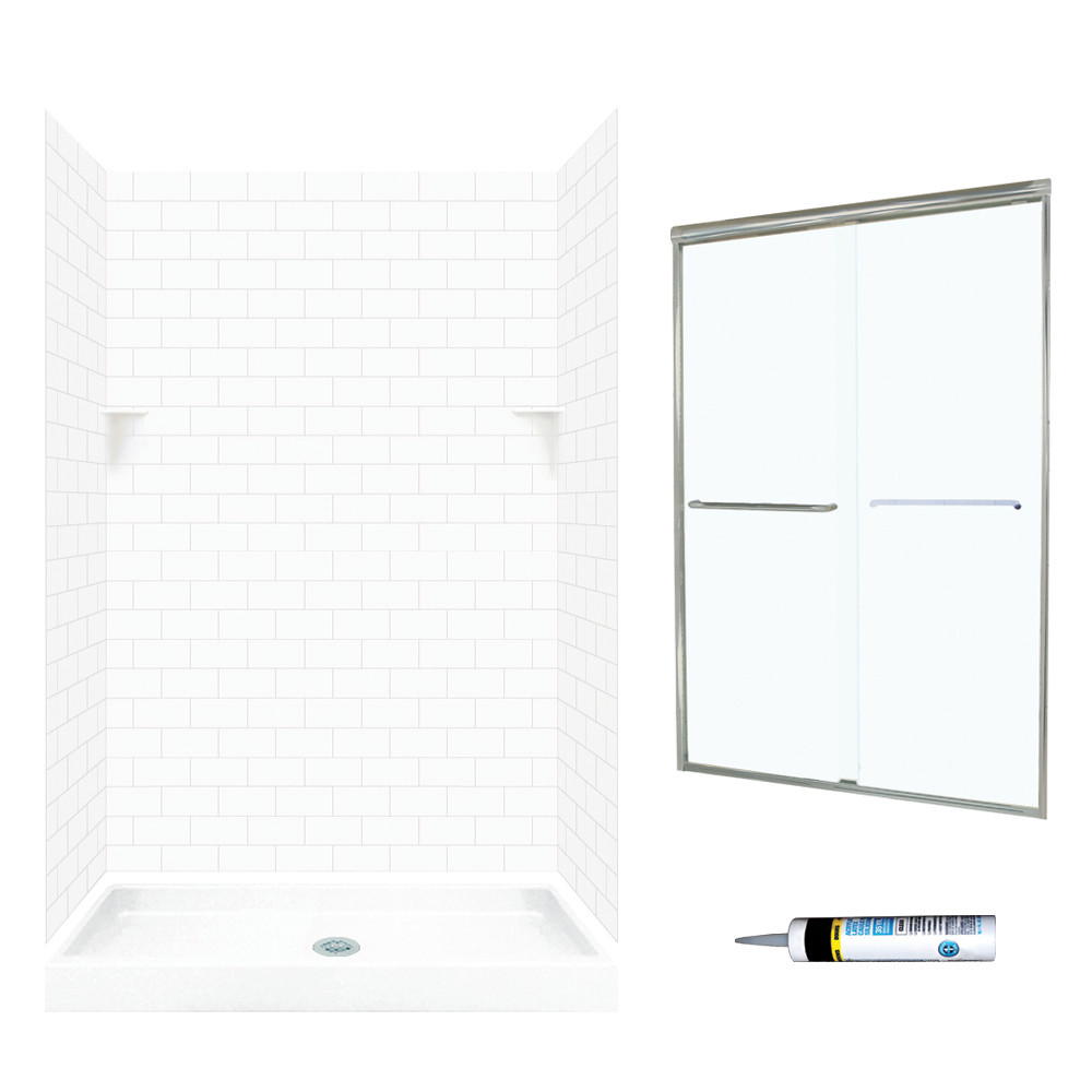 Swan STP3448010-M46570NC 72.5-in x 48-in x 34-in 5-Piece Alcove Shower Kit in White