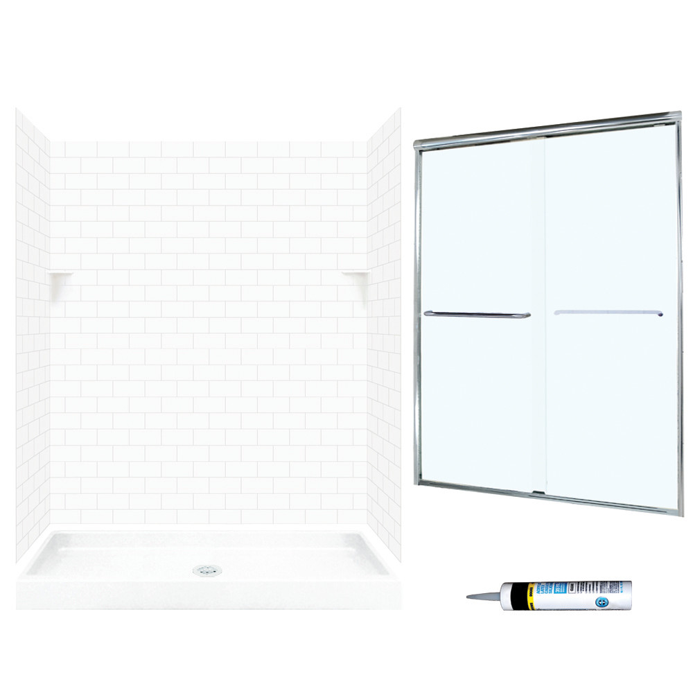 STP3460010-M58570CC 72.5-in x 60-in x 34-in 5-Piece Alcove Shower Kit in White