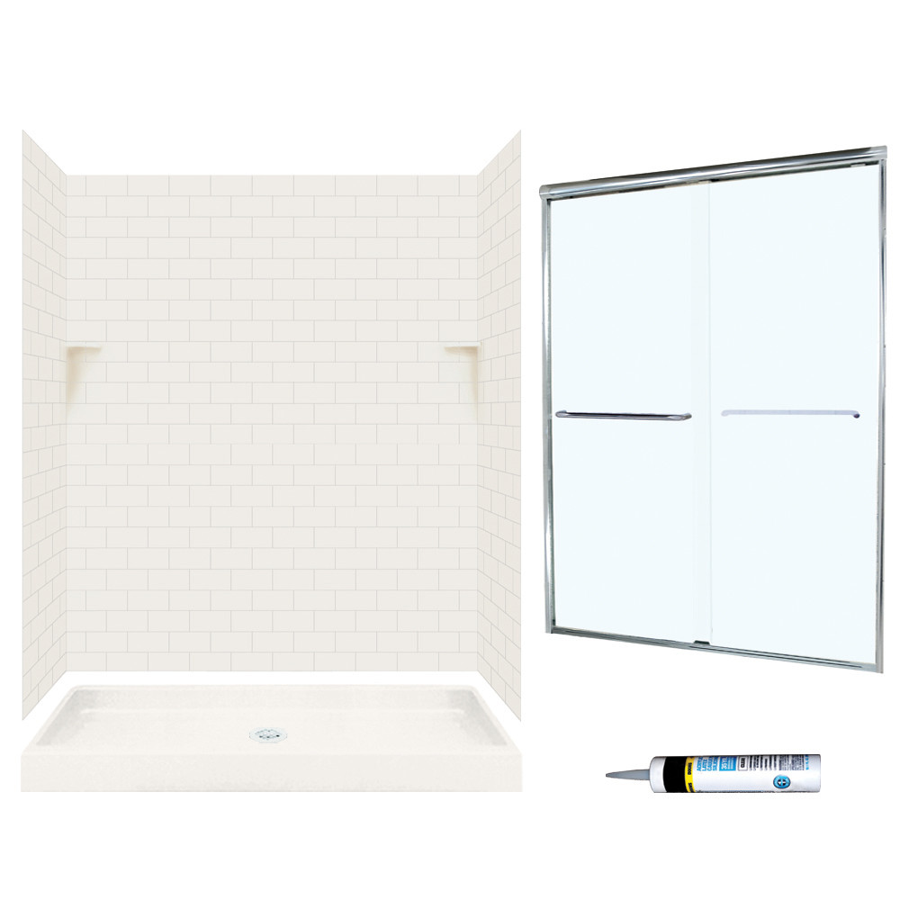 STP3460018-M58570CC 72.5-in x 60-in x 34-in 5-Piece Alcove Shower Kit in Bisque