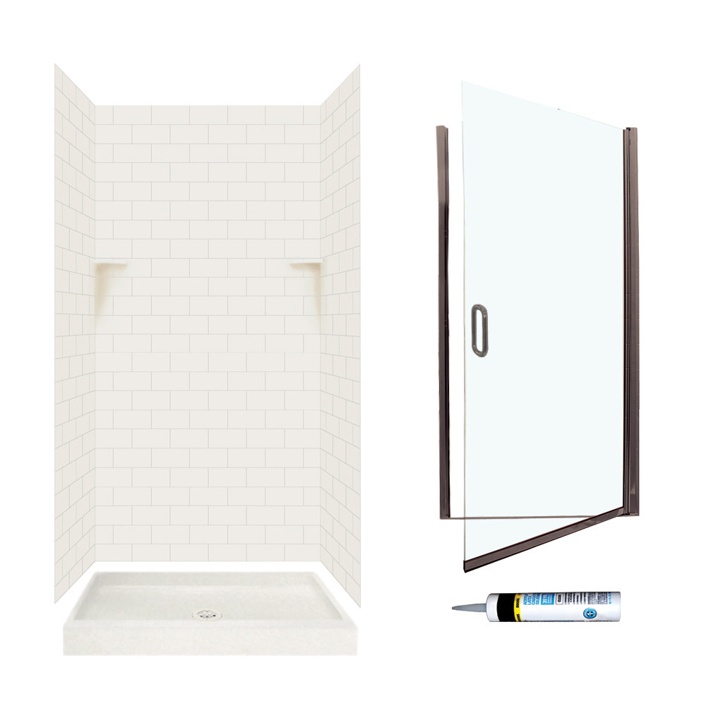 Swan STP3636018-M34570BC 72.5-in x 36-in x 36-in 5-Piece Alcove Shower Kit in Bisque