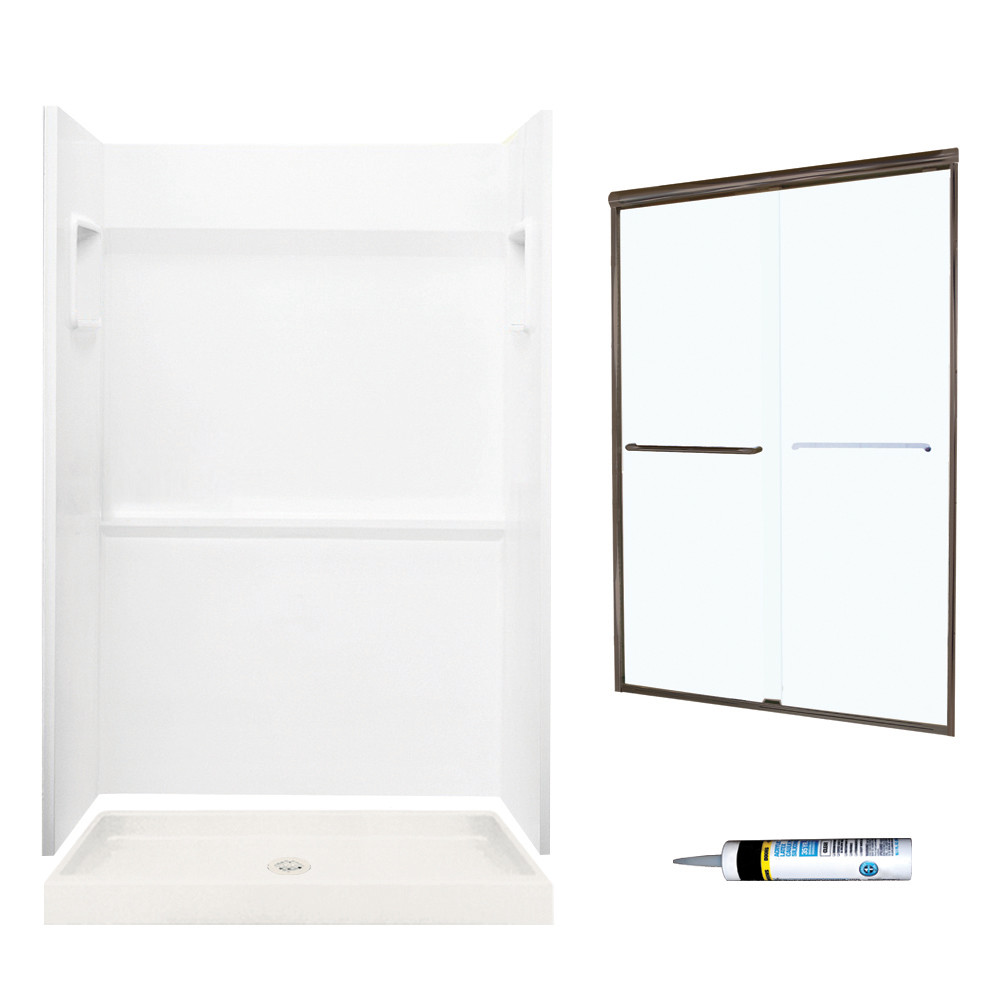SVP3448010-M44570BC 73.25-in x 48-in x 34-in 3-Piece Alcove Shower Kit in White