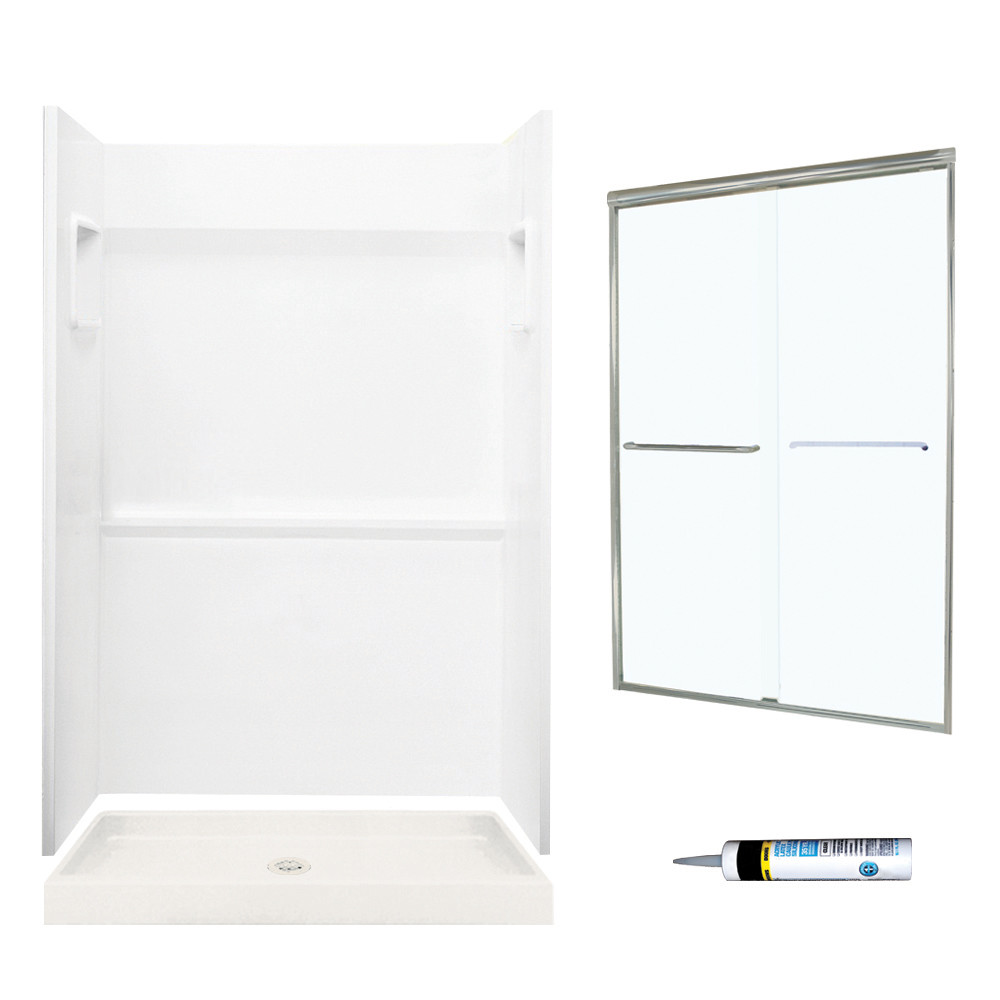 SVP3448010-M44570NC 73.25-in x 48-in x 34-in 3-Piece Alcove Shower Kit in White