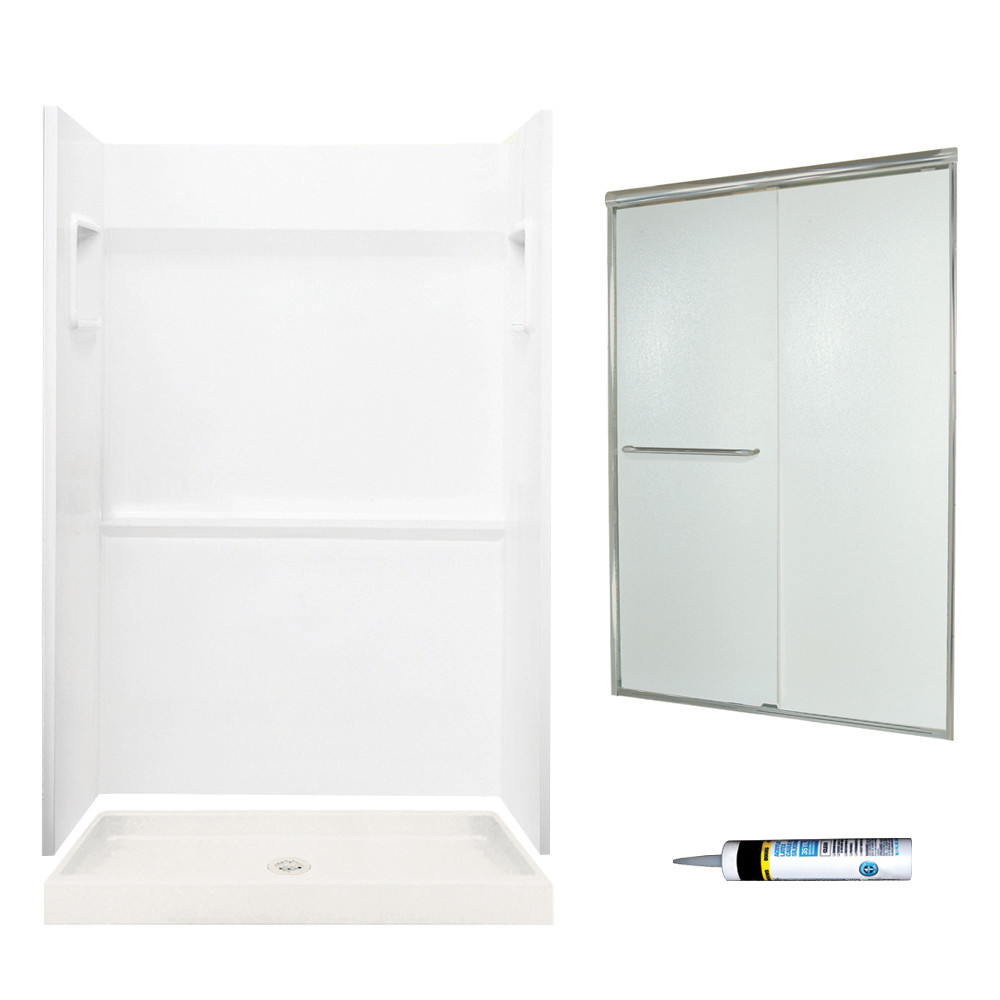 SVP3448010-M44570NR 73.25-in x 48-in x 34-in 3-Piece Alcove Shower Kit in White