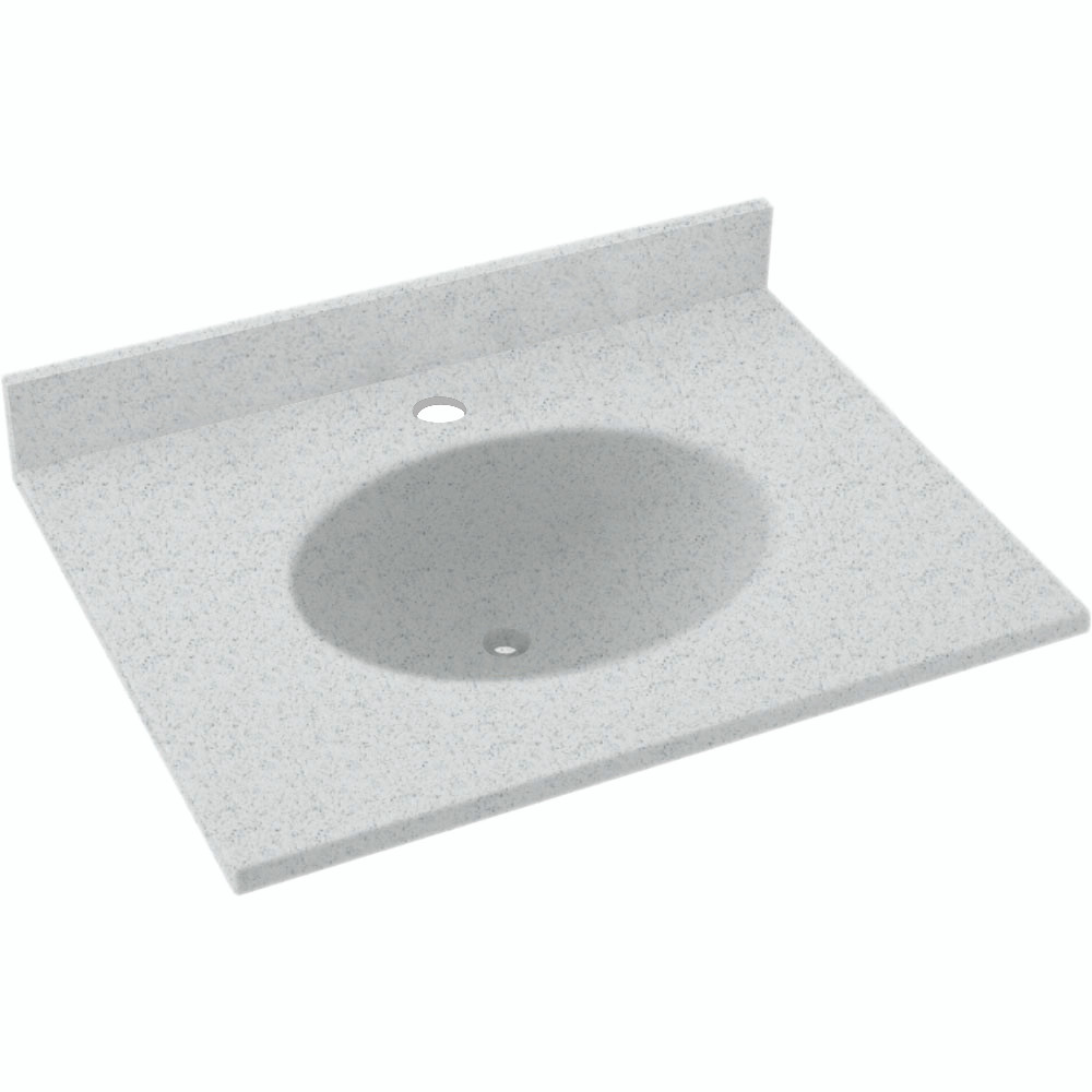 Solid Surface 19-in x 17-in Integral Single Sink Bathroom Vanity Top in Tahiti Gray