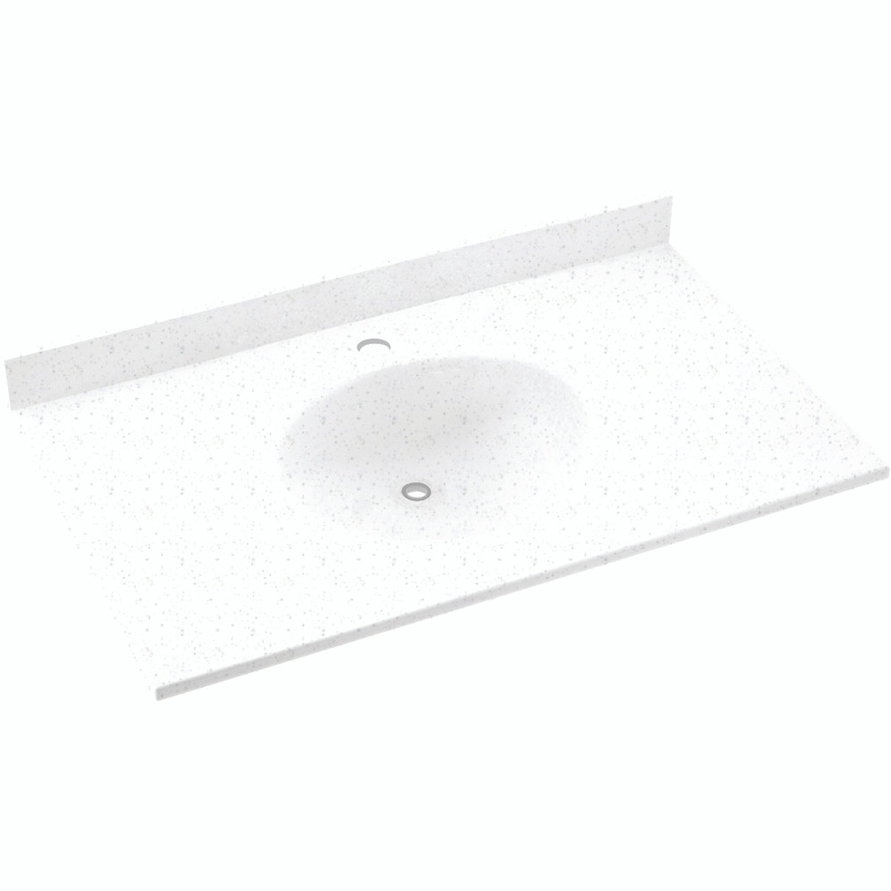 Solid Surface 25-in x 22-in Integral Single Sink Bathroom Vanity Top in Arctic Granite