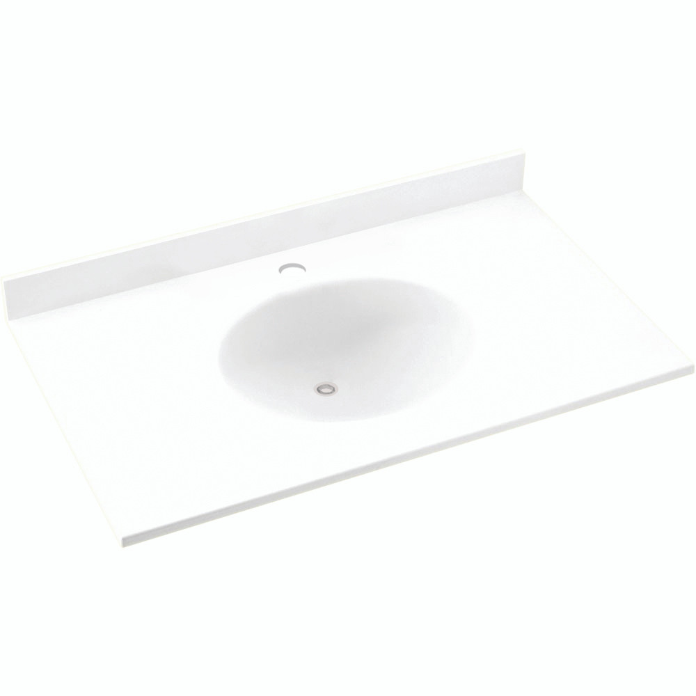 Solid Surface 31-in x 22-in Integral Single Sink Bathroom Vanity Top in White