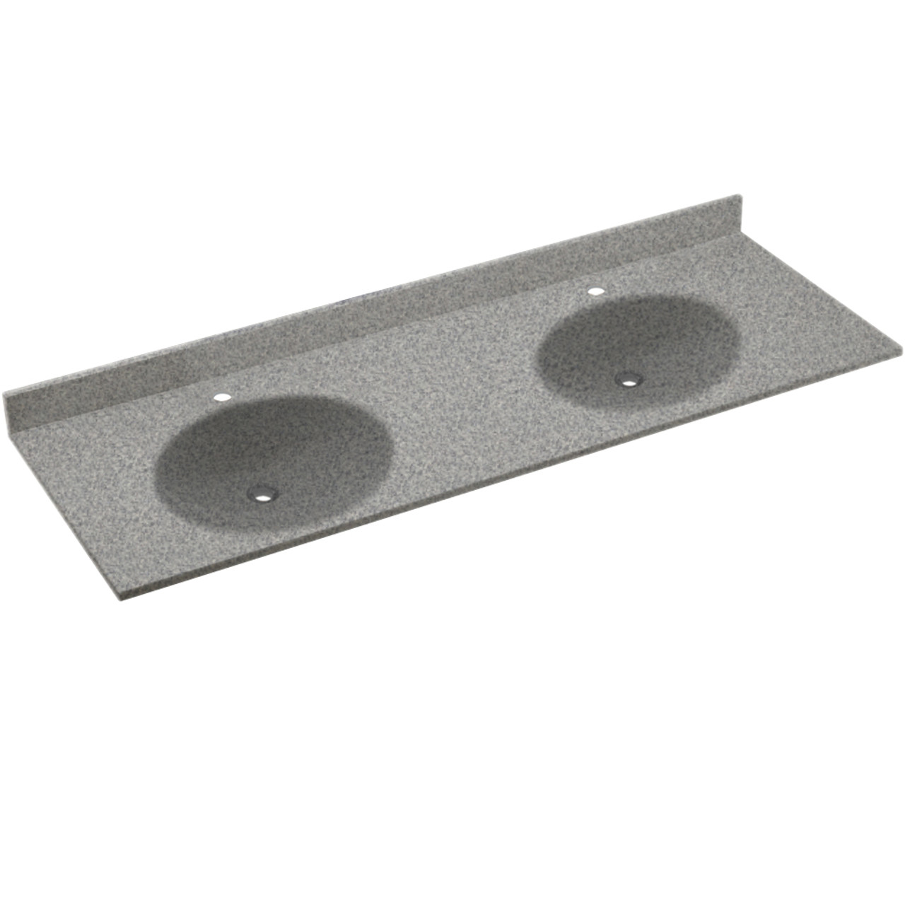 Swan VT2B2261-042 Solid Surface 61-in x 22-in Integral Double Sink Bathroom Vanity Top in Gray Granite