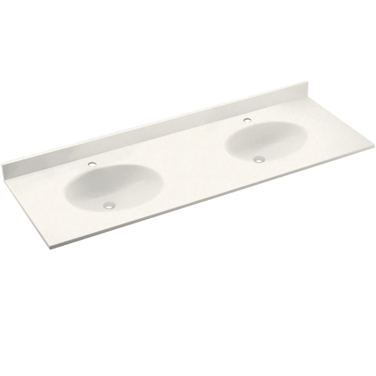 Solid Surface 61-in x 22-in Integral Double Sink Bathroom Vanity Top in Tahiti Ivory