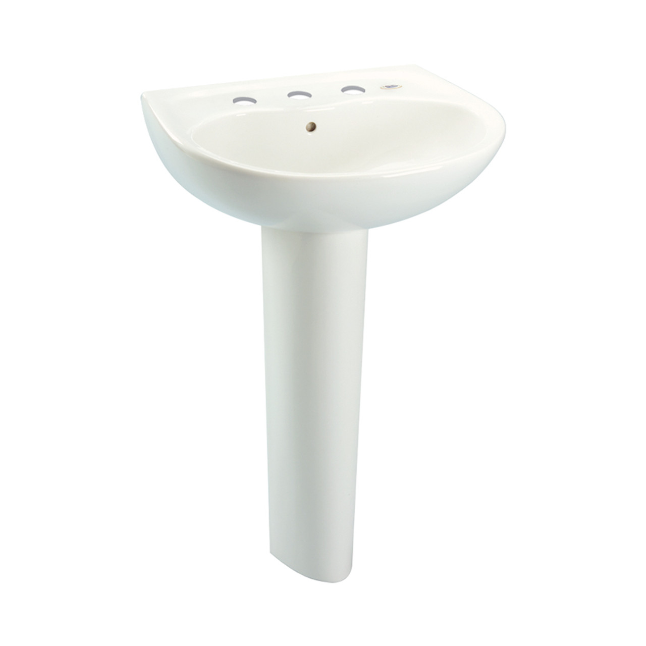 22-7/8-in Pedestal Bathroom Sink with 3 Faucet Holes Drilled, Overflow and SanaGloss Ceramic Glaze, Pedestal Included in Colonial White 22-7/8-in Pedestal Bathroom Sink with 3 Faucet Holes Drilled, Overflow and SanaGloss Ceramic Glaze, Pedestal Included in Colonial White