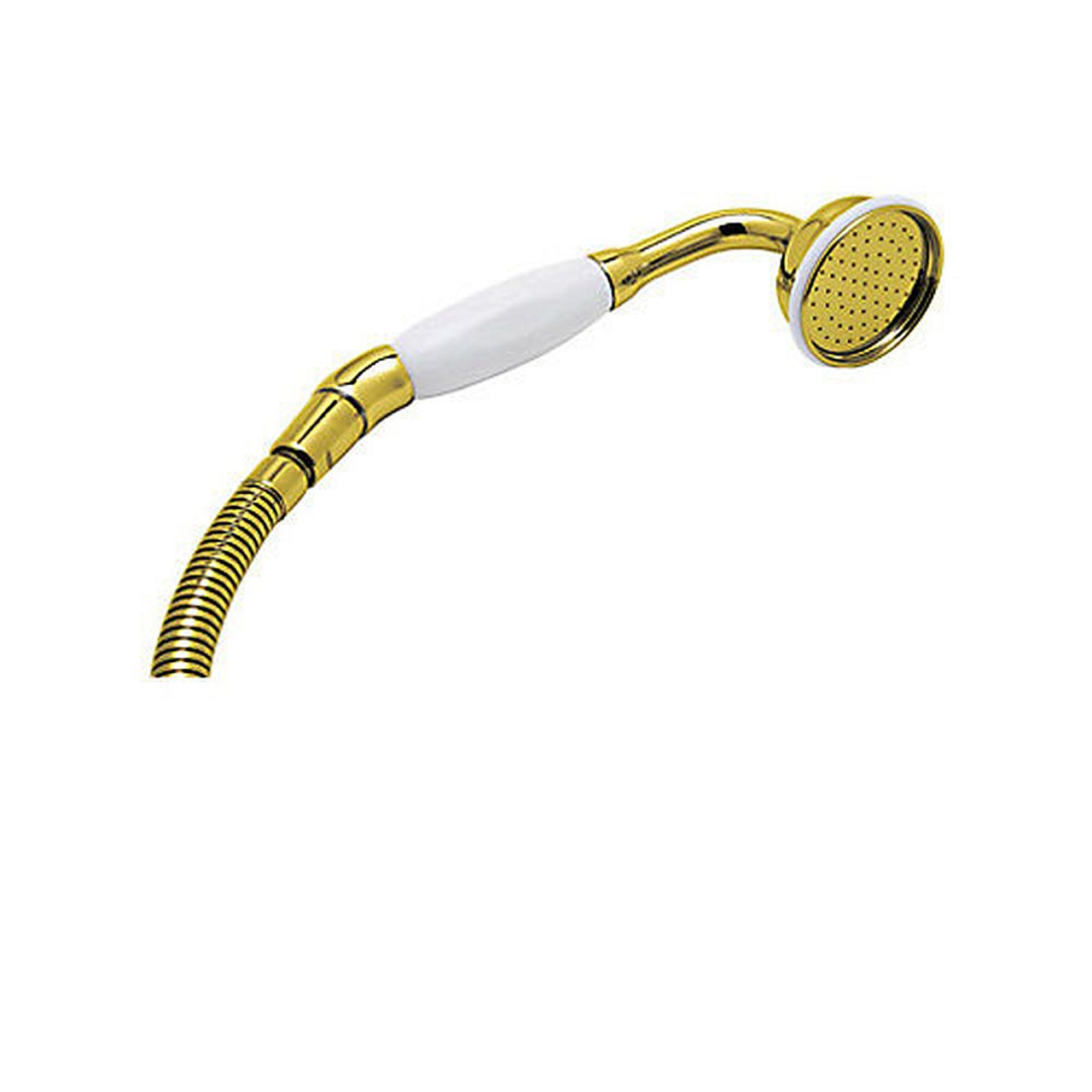 Inclined Hand Shower with Porcelain Handle and 60in Hose in English Gold