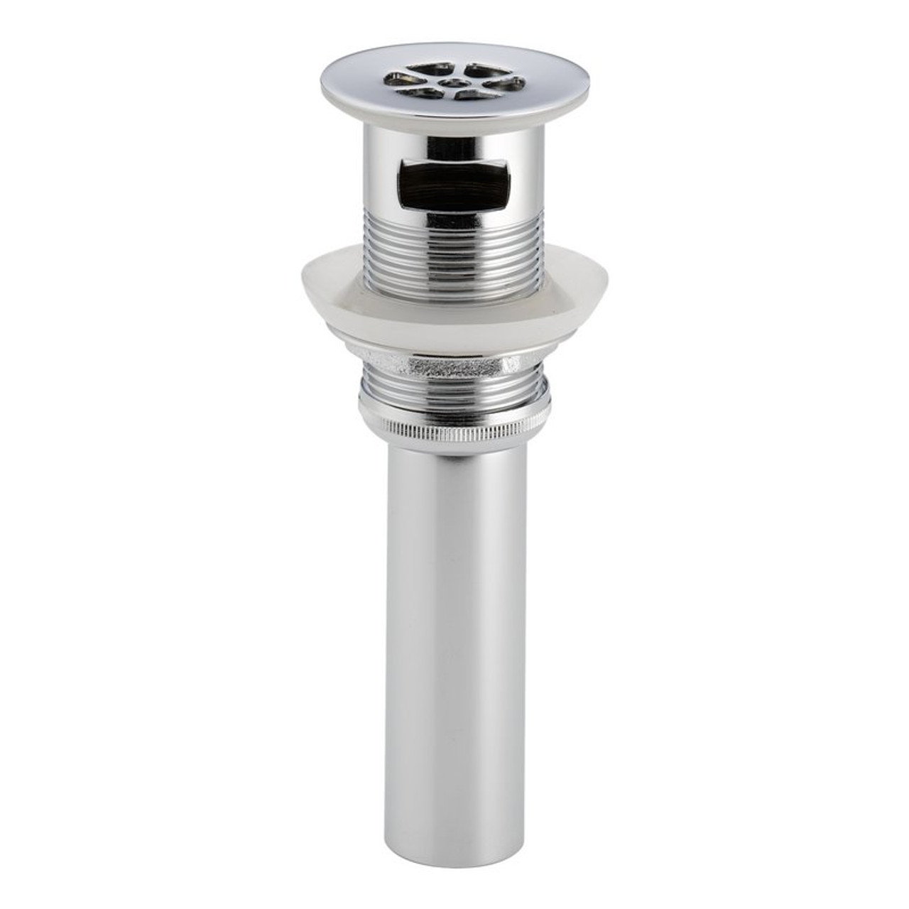 Grid Strainer Drain Assembly with Overflow Hole in Polished Chrome