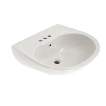 Toto LT242.4G#01 26-in Wall Mounted Bathroom Sink with 3 Faucet Holes Drilled, Overflow and SanaGloss Ceramic Glaze in Cotton