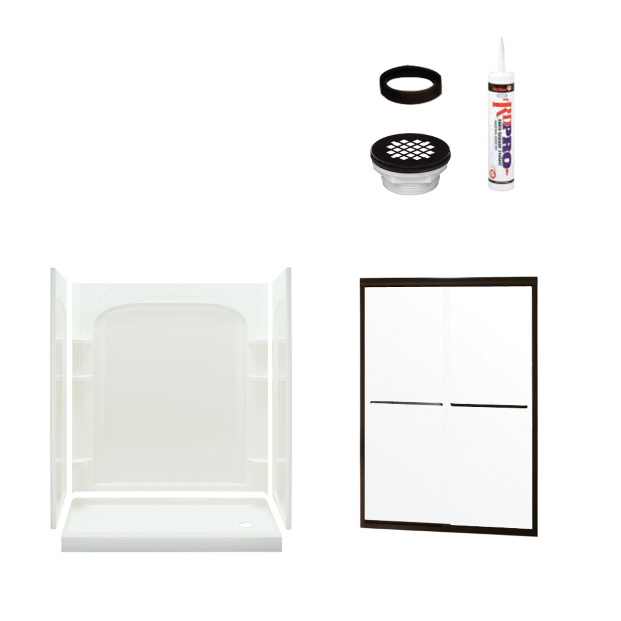 73.75-in x 60-in x 30-in Vikrell Wall and Floor 5-Piece Alcove Shower Kit in Deep Bronze with Clear Glass 73.75-in x 60-in x 30-in Vikrell Wall and Floor 5-Piece Alcove Shower Kit in Deep Bronze with Clear Glass