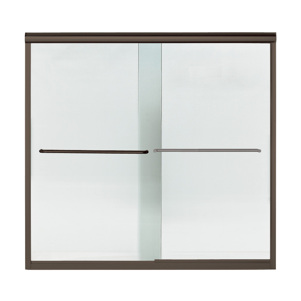 59.625-in x 58.31-in Frameless Bathtub Door in Deep Bronze with Lake Mist Glass Pattern 59.625-in x 58.31-in Frameless Bathtub Door in Deep Bronze with Lake Mist Glass Pattern