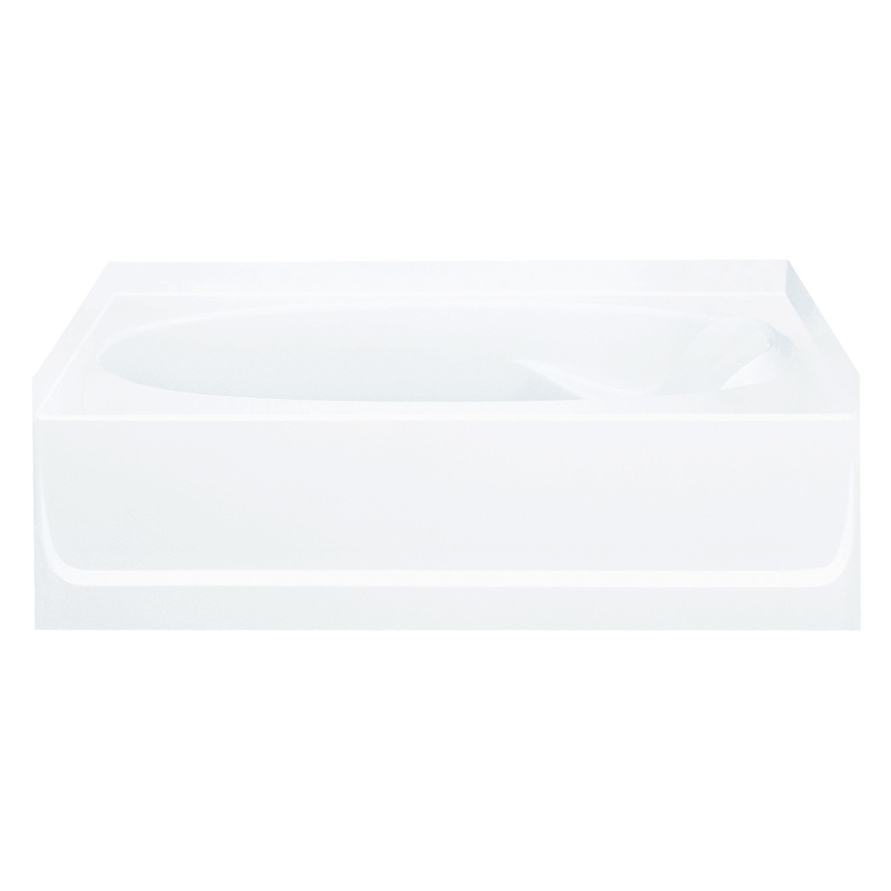 16-in x 42-in x 60.25-in Vikrell Oval in Rectangle Skirted Bathtub with Left-Hand Drain in White 16-in x 42-in x 60.25-in Vikrell Oval in Rectangle Skirted Bathtub with Left-Hand Drain in White