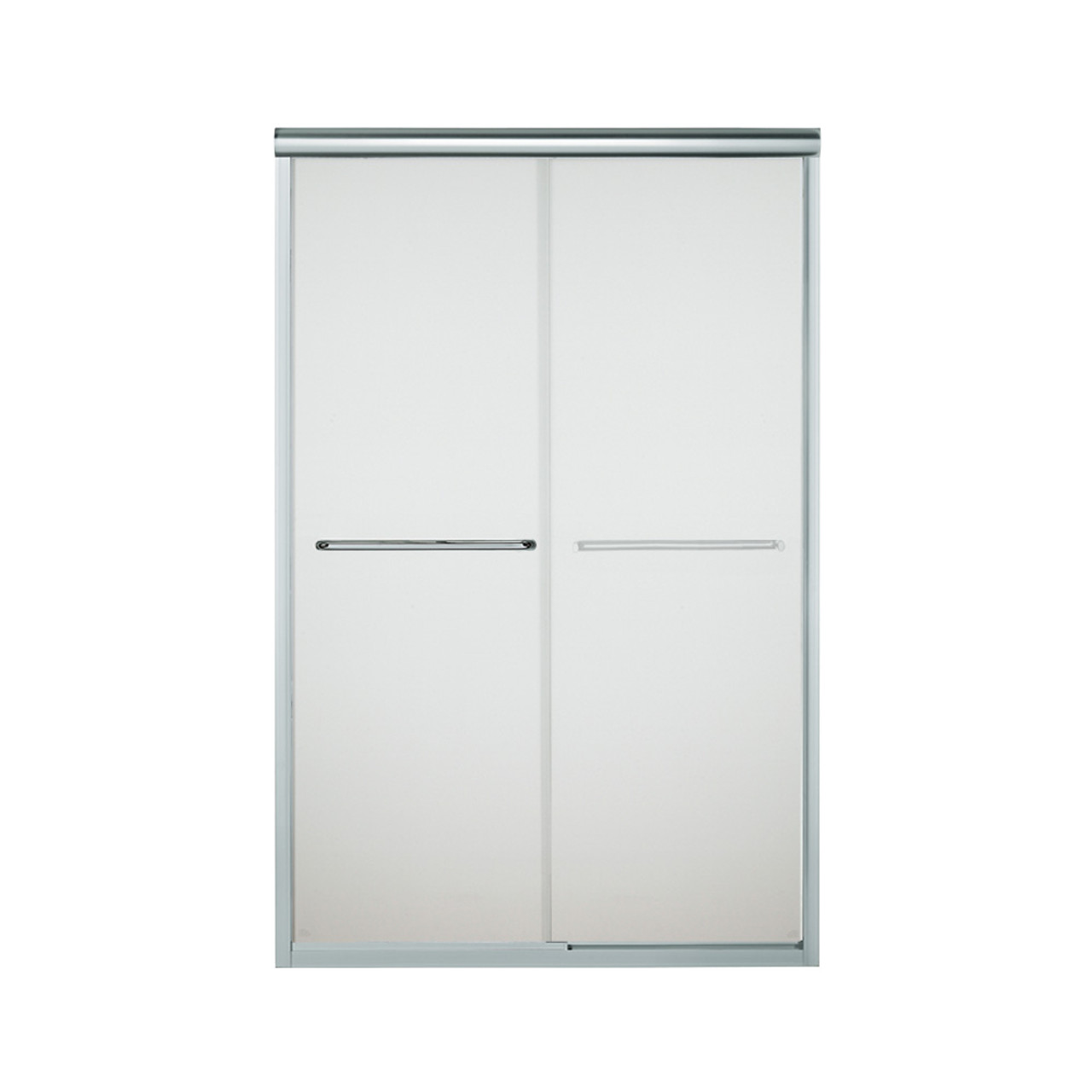 42.625-in to 47.625-in W x 70.0625-in H Frameless Sliding Shower Door in Silver with Frosted Glass Pattern 42.625-in to 47.625-in W x 70.0625-in H Frameless Sliding Shower Door in Silver with Frosted Glass Pattern
