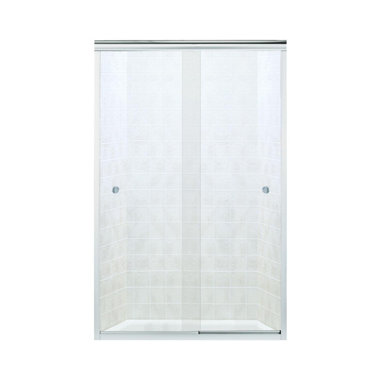 42.62-in to 47.62-in W x 70.06-in H Sliding Shower Door in Nickel with Clear Glass 42.62-in to 47.62-in W x 70.06-in H Sliding Shower Door in Nickel with Clear Glass
