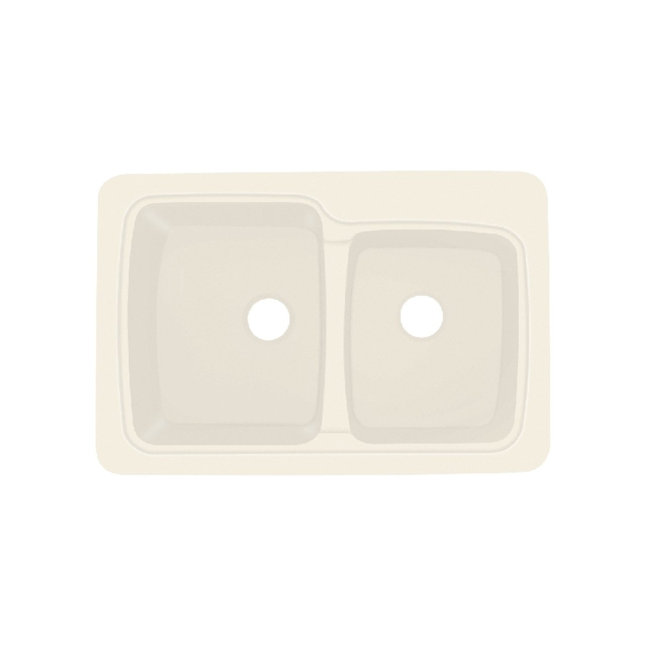 Transolid KDT33226-05 33-in x 22-in Solid Surface Kitchen Sink with Double Offset Bowls, Drop-in Installation, in Almond
