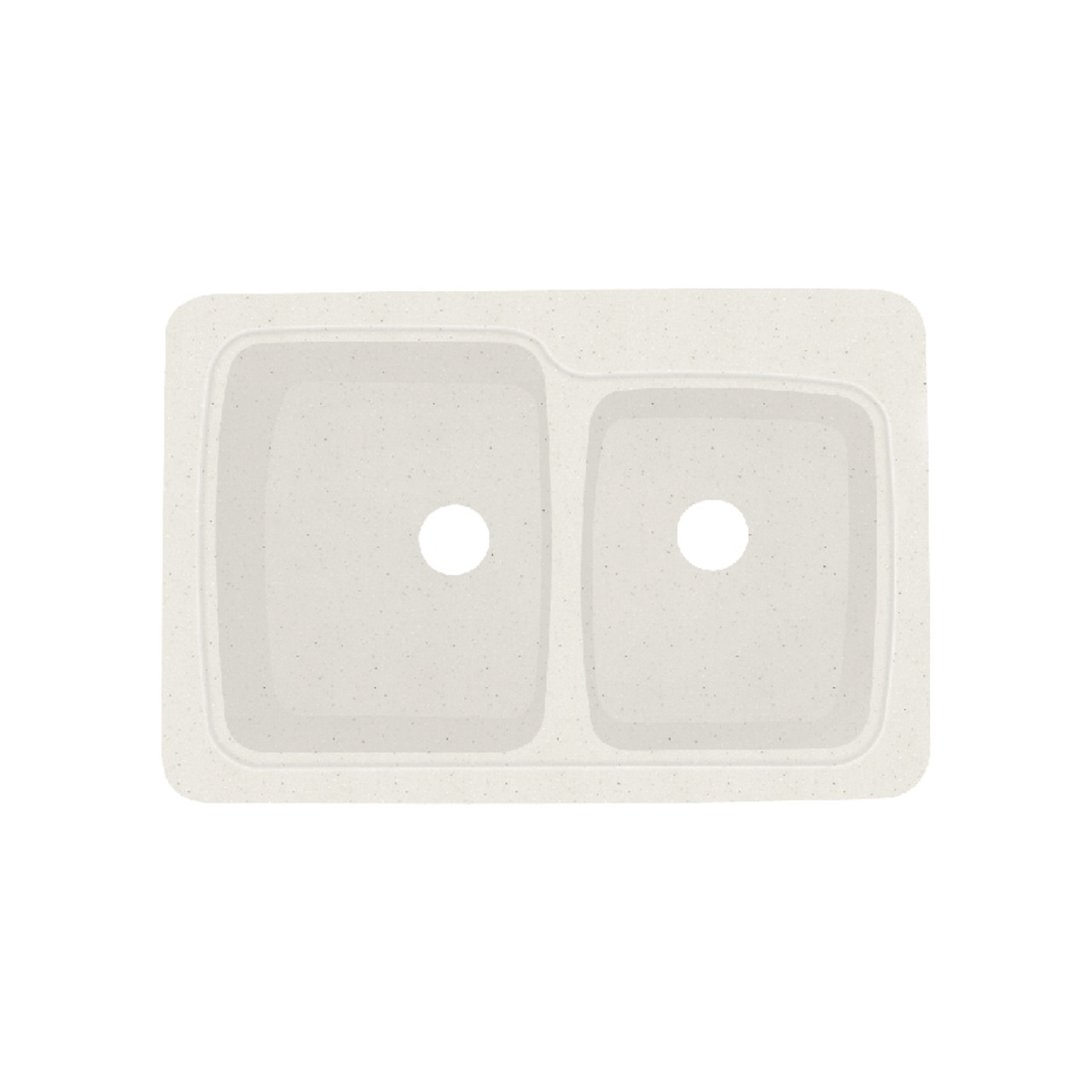Transolid KDT33226-68 33-in x 22-in Solid Surface Kitchen Sink with Double Offset Bowls, Drop-in Installation, in Matrix Summit
