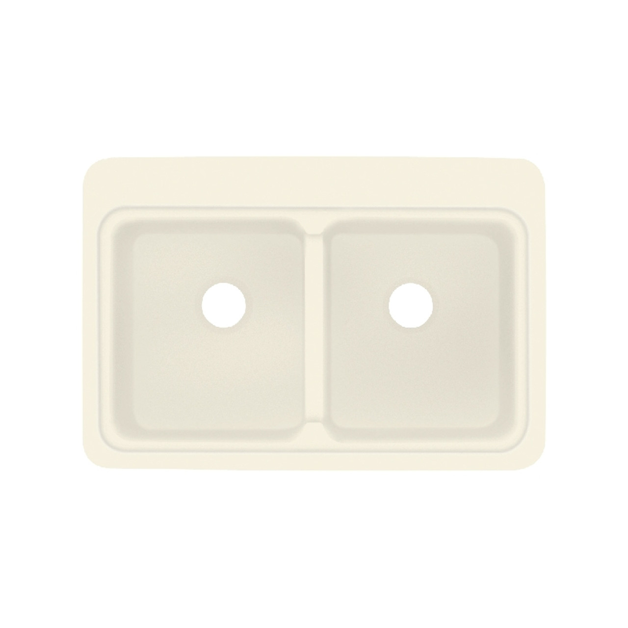 Transolid Charlotte 33in x 22in Solid Surface Drop-in Double Bowl Kitchen Sink, in Biscuit