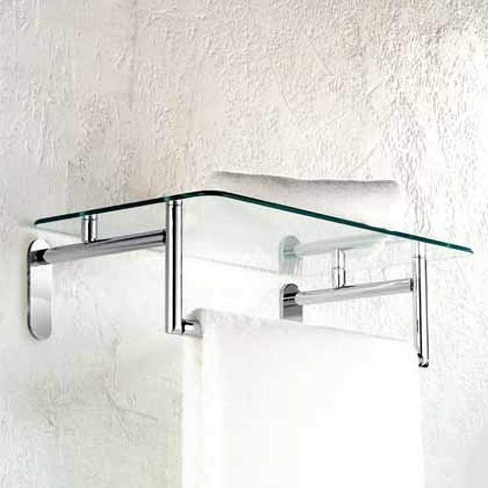24in Hotel Shelf with Towel Bar in Satin Nickel