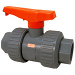 U45TB-V-BBV 3/4 PVC TUBV BLEACH BV MOD-D, Bleach Ball Valve - Model D, Universal Ends, Tru-Bloc True Union, Vented Ball, PVC Schedule 80, FKM, U45TB-V-BBV