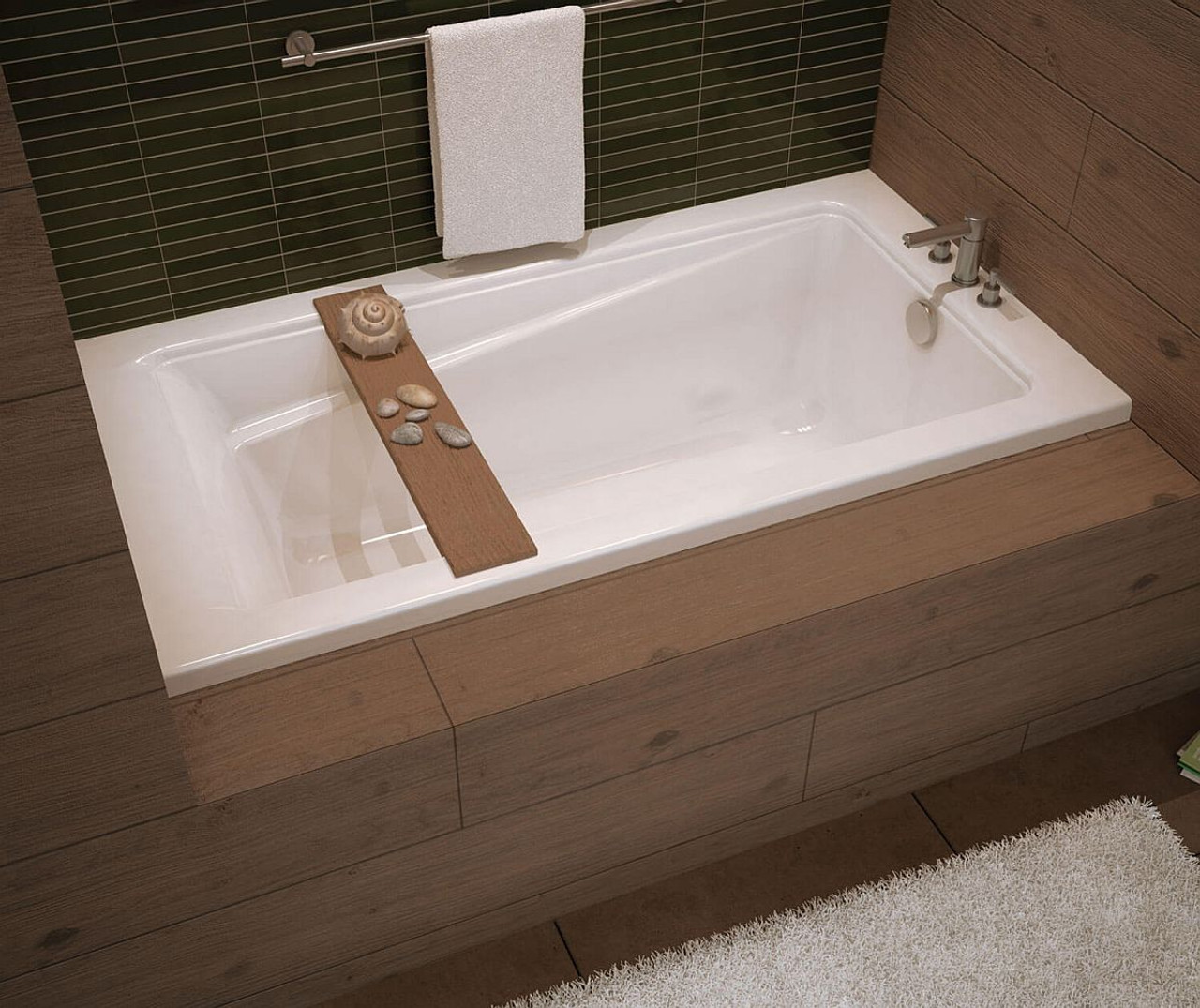 60in x 32in x 20in Rectangular Acrylic Alcove Soaking Bathtub with Integrated Tiling Flange and Right Hand Drain, in White 60in x 32in x 20in Rectangular Acrylic Alcove Soaking Bathtub with Integrated Tiling Flange and Right Hand Drain, in White