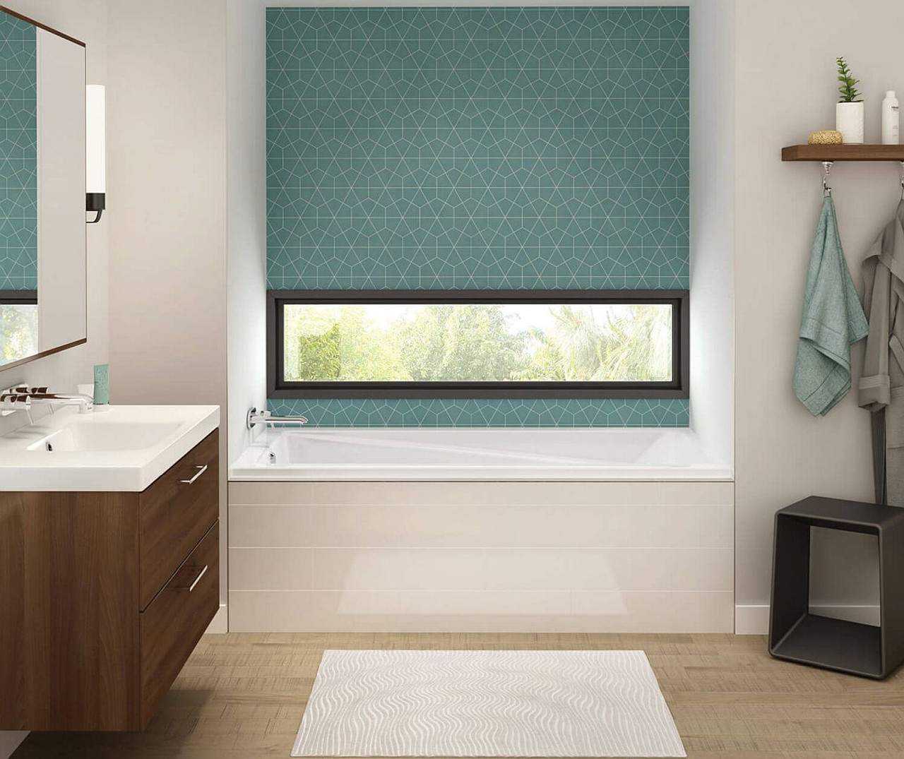 60in x 32in x 20in Rectangular Acrylic Alcove Soaking Bathtub with Integrated Tiling Flange and Left Hand Drain, in White 60in x 32in x 20in Rectangular Acrylic Alcove Soaking Bathtub with Integrated Tiling Flange and Left Hand Drain, in White