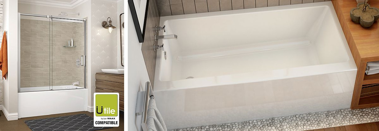 60in x 30in x 14in Rectangular Acrylic Alcove Soaking Bathtub with Right Hand Drain, Integrated Tiling Flange and Skirt, in White 60in x 30in x 14in Rectangular Acrylic Alcove Soaking Bathtub with Right Hand Drain, Integrated Tiling Flange and Skirt, in White
