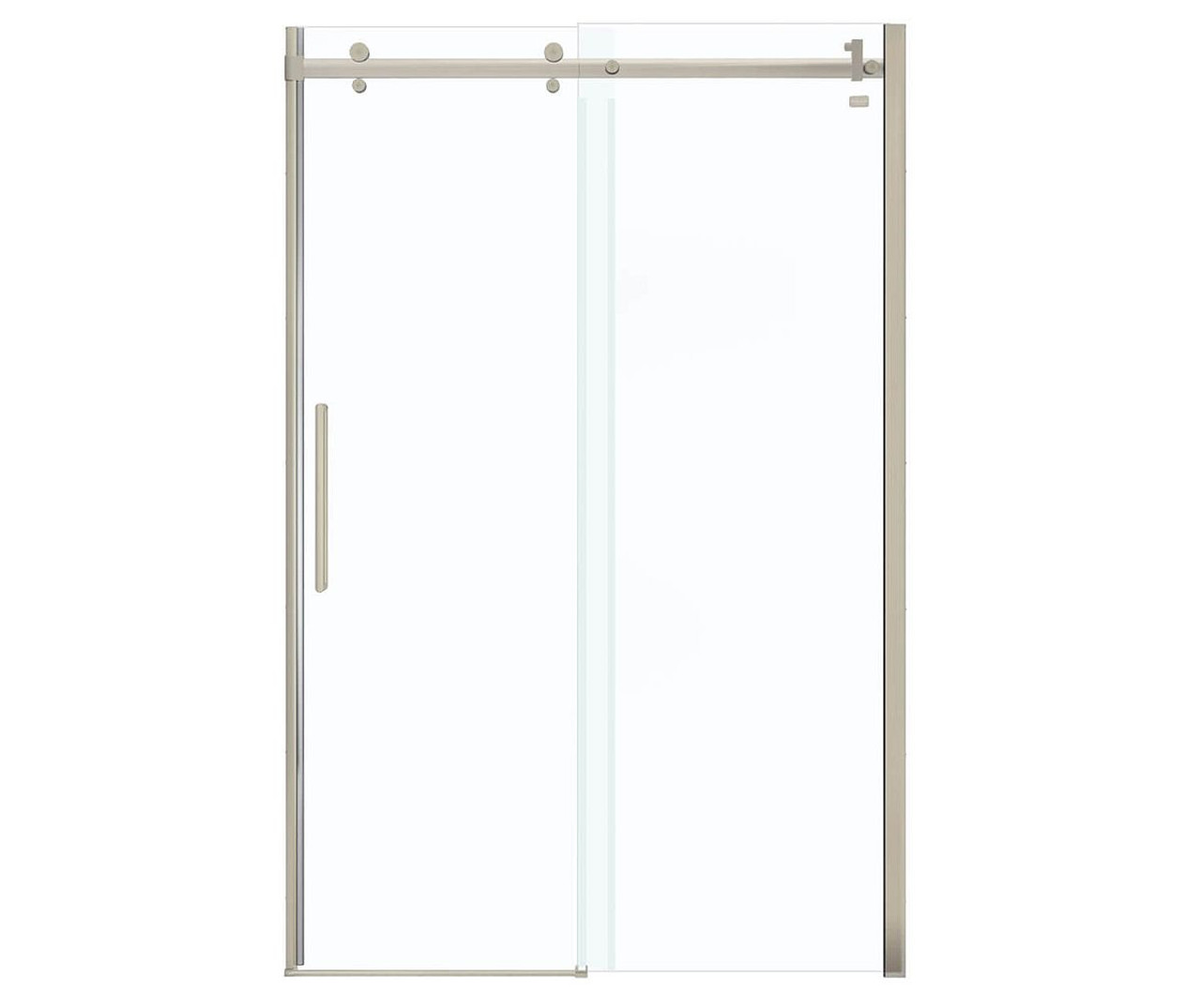 44.5 to 47in x 78.75in Frameless Slider Alcove Shower Door with Clear Glass, in Brushed Nickel 44.5 to 47in x 78.75in Frameless Slider Alcove Shower Door with Clear Glass, in Brushed Nickel