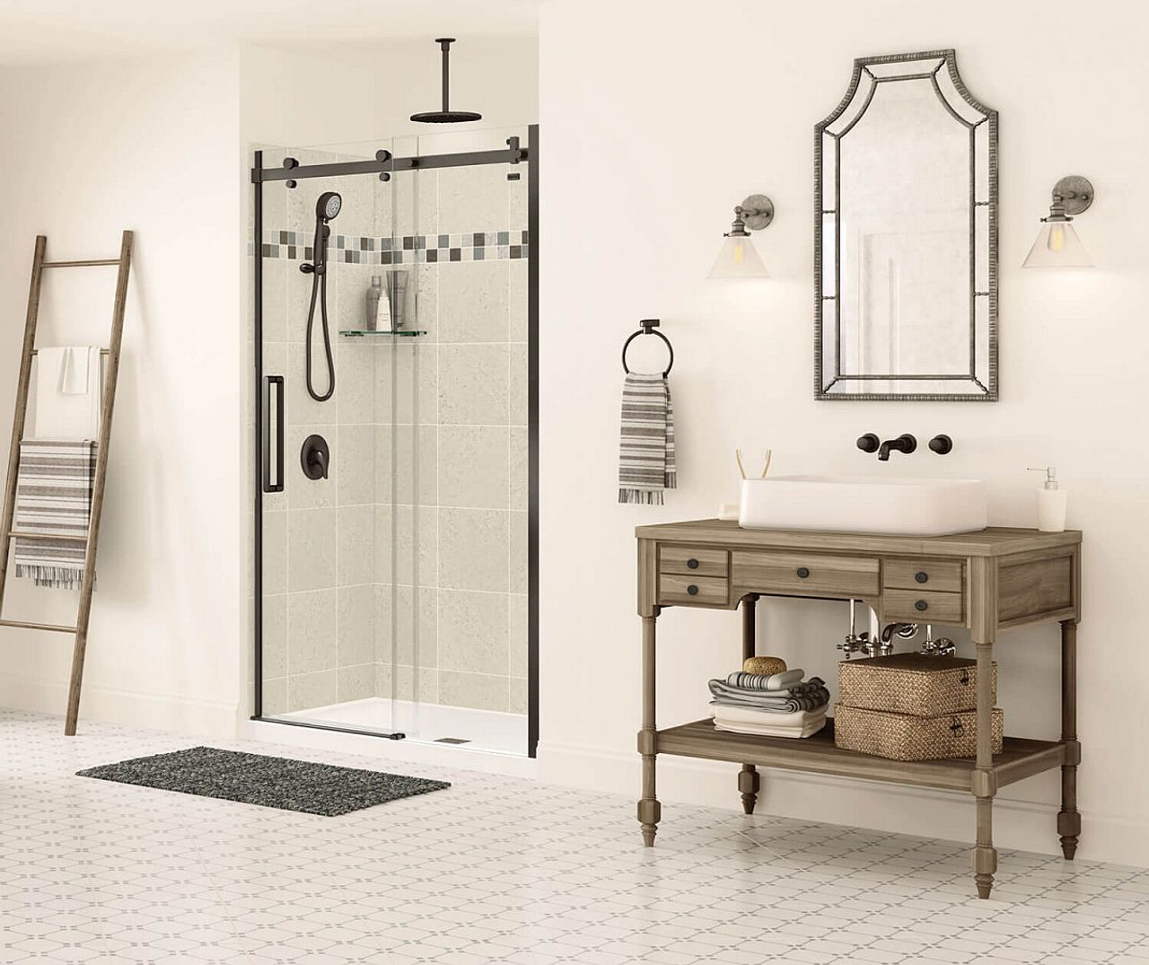 44.5 to 47in x 78.75in Frameless Slider Alcove Shower Door with Clear Glass, in Dark Bronze 44.5 to 47in x 78.75in Frameless Slider Alcove Shower Door with Clear Glass, in Dark Bronze