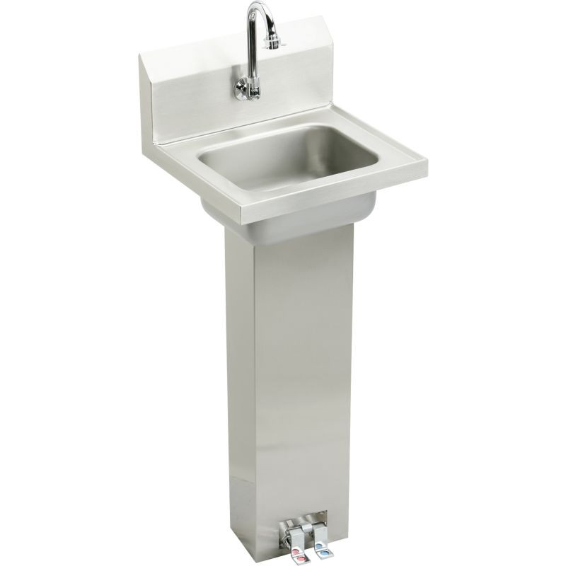 Elkay CHSP1716C Commercial Stainless Steel Handwash Sink Package with Single Faucet Hole in Buffed Satin