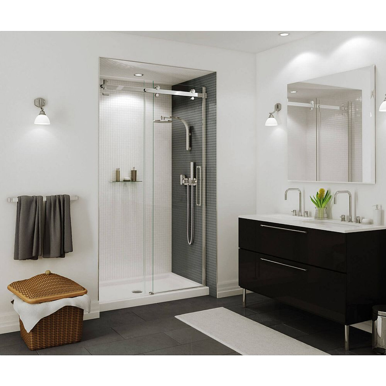 48in x 34in Rectangular Acrylic Shower Base with Round Center Drain, in White 48in x 34in Rectangular Acrylic Shower Base with Round Center Drain, in White