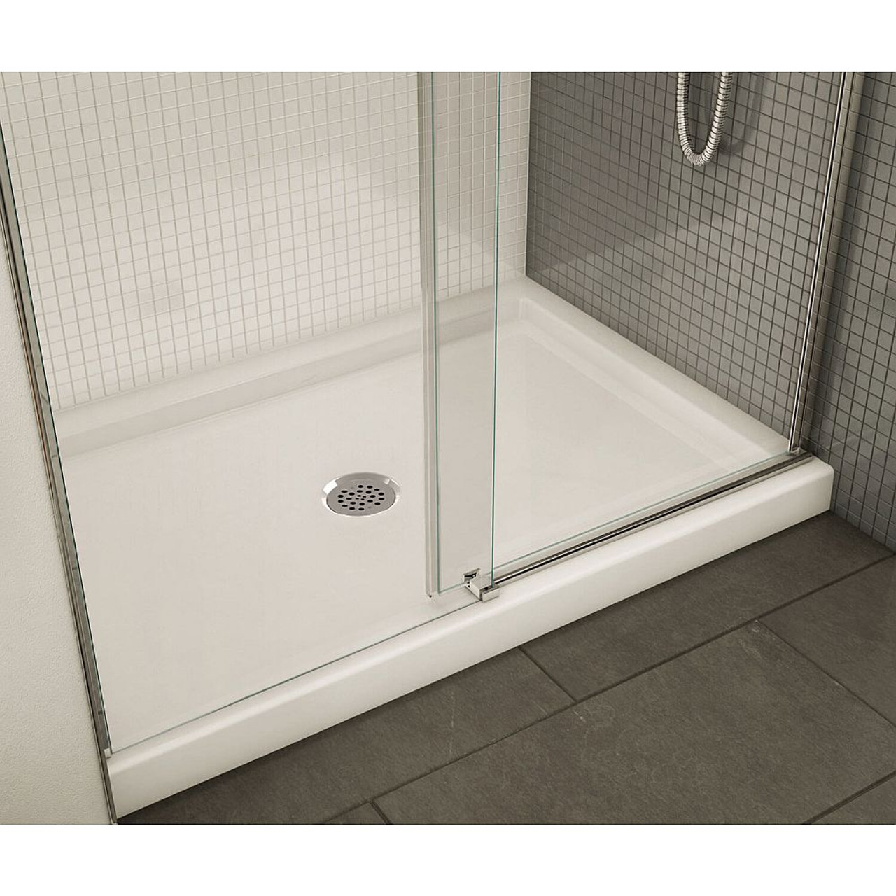 48in x 34in Rectangular Acrylic Shower Base with Round Center Drain, in White 48in x 34in Rectangular Acrylic Shower Base with Round Center Drain, in White