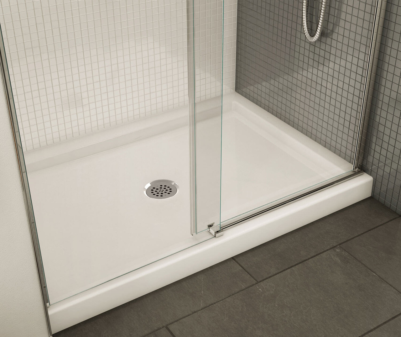 48in x 32in Rectangular Alcove Acrylic Shower Base with Center Drain, in White 48in x 32in Rectangular Alcove Acrylic Shower Base with Center Drain, in White