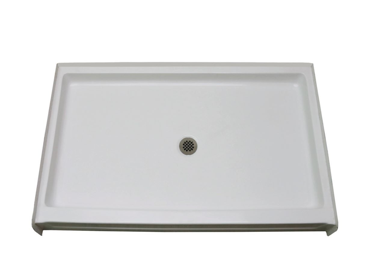 60-in x 36-in Rectangular Alcove AcrylX Shower Base with Center Drain and Low EasyStep Threshold, in White