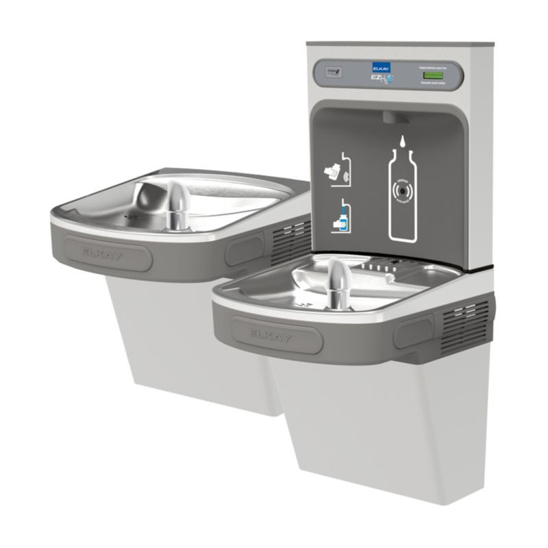 Bottle Filling Station with Versatile Bi-Level ADA Cooler in Stainless Steel