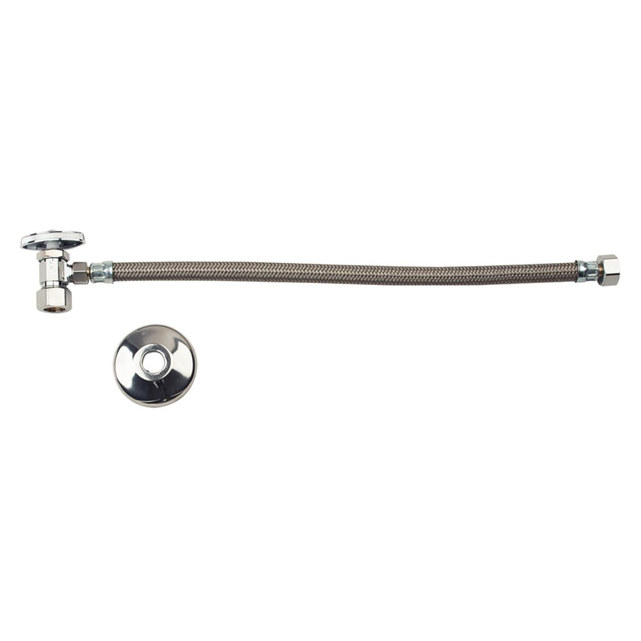 1/2 in. Nom Comp x 3/8 in. O.D. Comp 3/8 in. Comp x 1/2 in. FIP Faucet Multi-Turn Angle Stop, Braided Polymer Connector