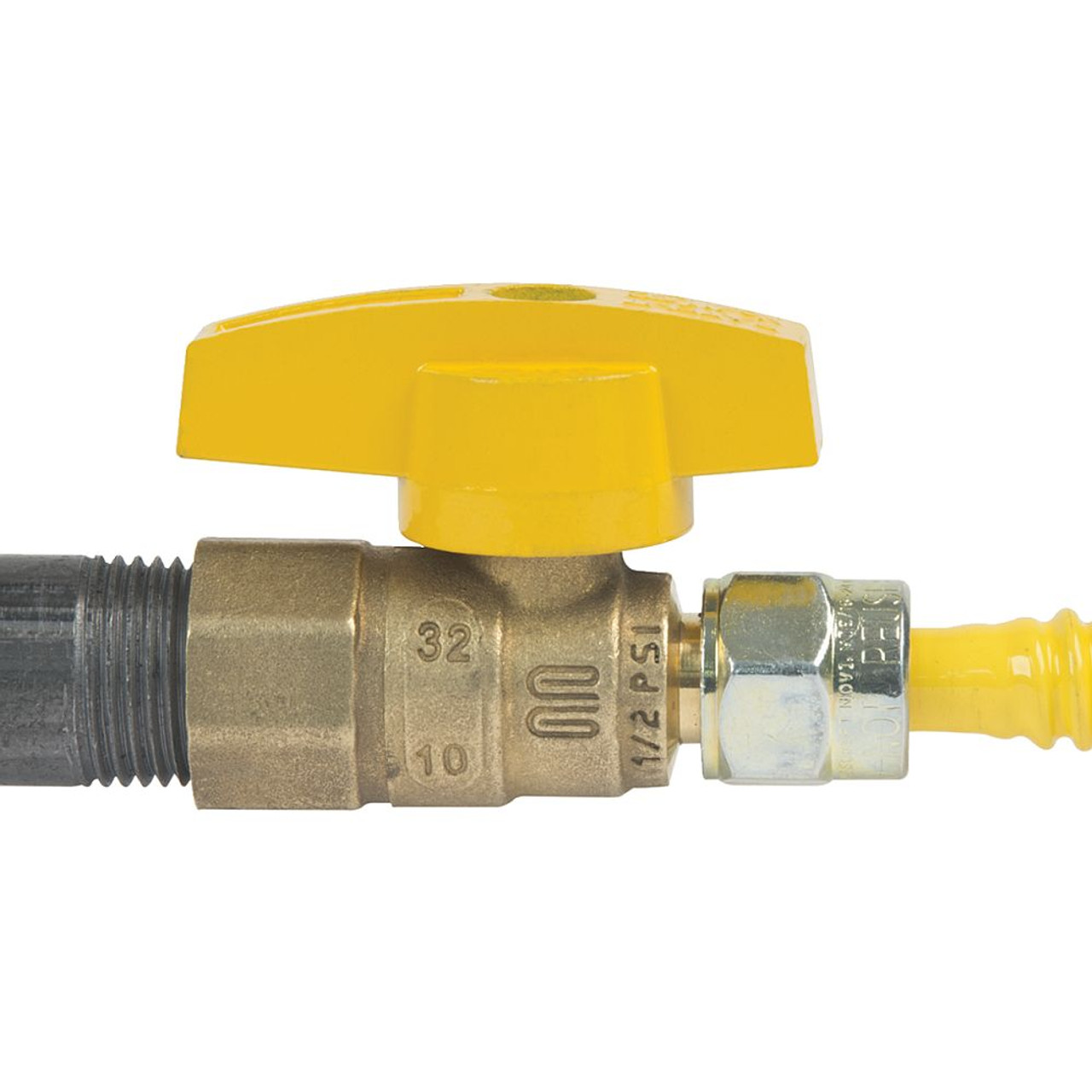 3/8 in. OD Flare (9/16-24 Fine Thread) x 1/2 in. FIP Gas Ball Valve