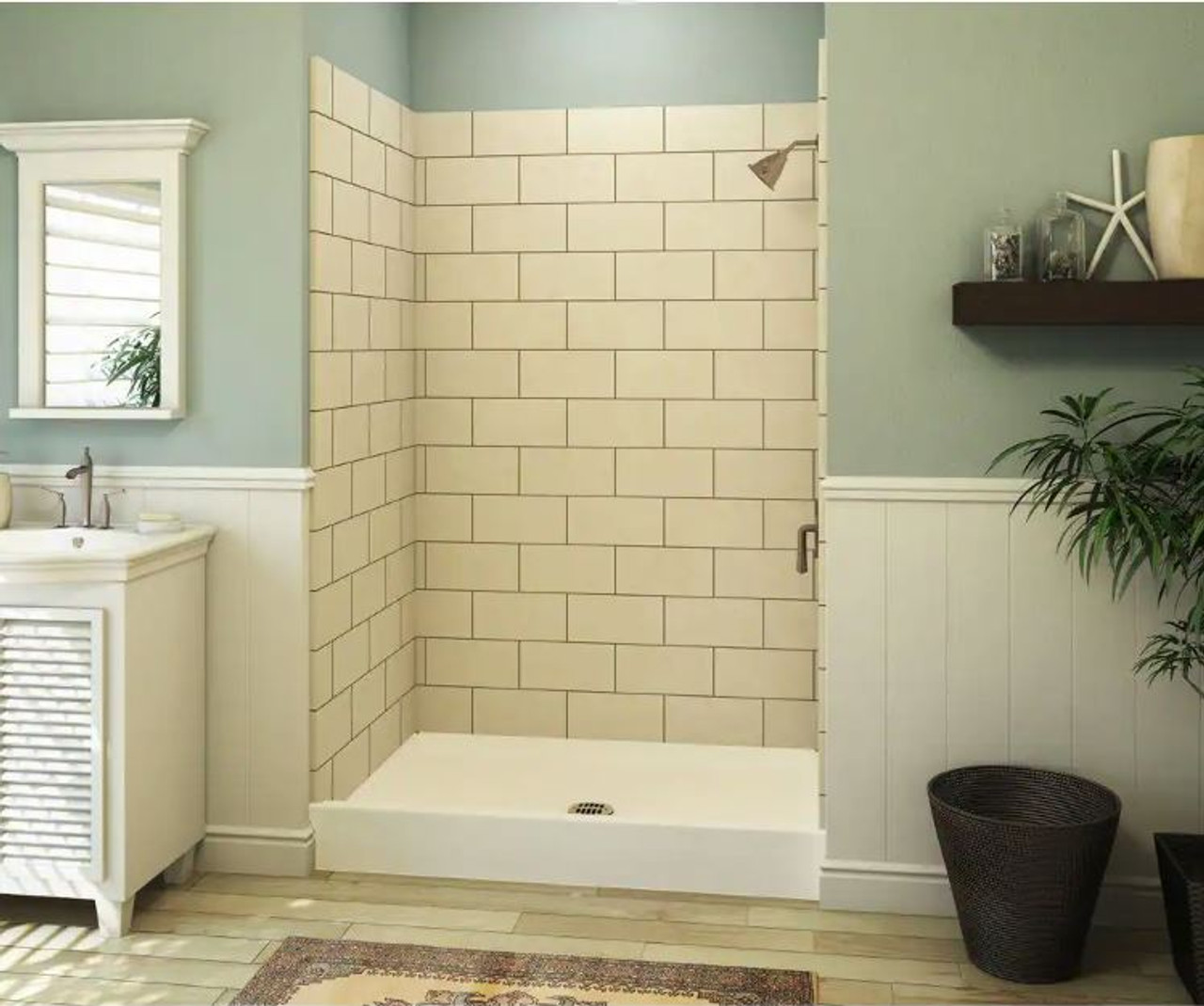 A2 Composite 48 in. x 34 in. Single Threshold Shower Base with a Center Drain in White A2 Composite 48 in. x 34 in. Single Threshold Shower Base with a Center Drain in White