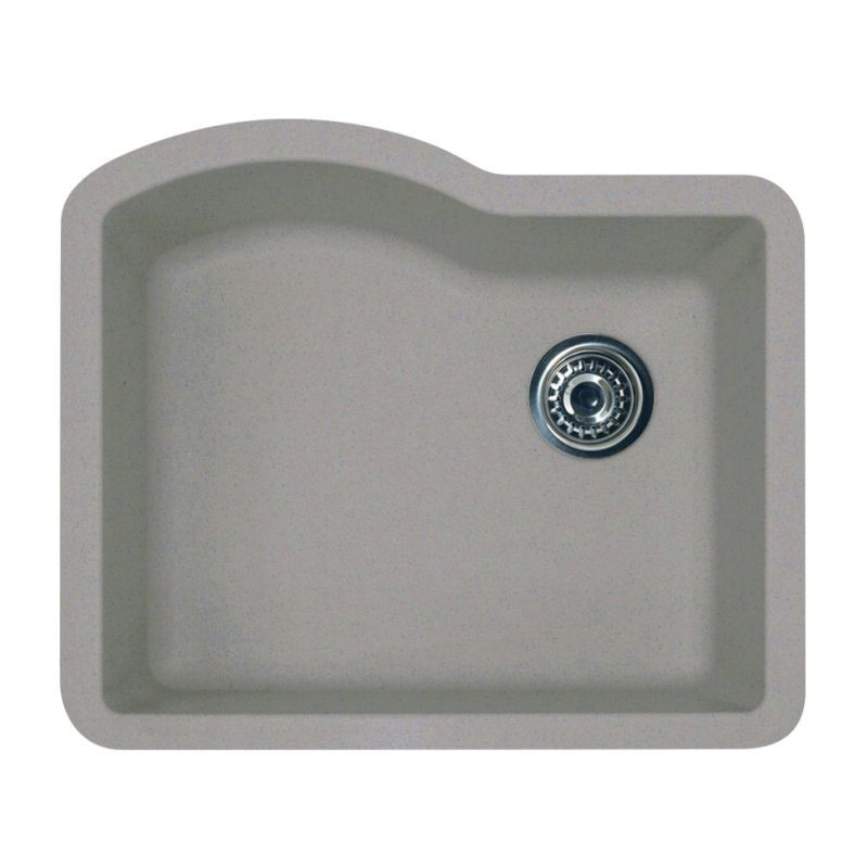 24-in D x 21-in W x 9.5-in H Granite Undermount Single Bowl Kitchen Sink with 1-Hole in Metallico