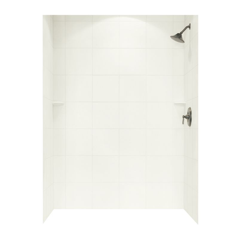 36-in D x 62-in W x 72-in H Solid Surface Bath Wall Surround in Bisque