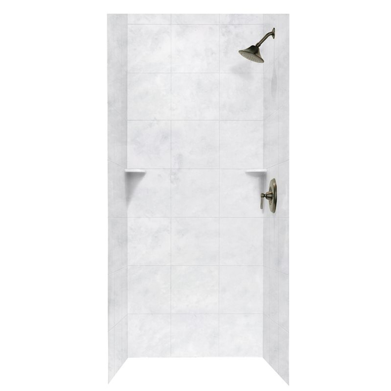36-in D x 36-in W x 96-in H Solid Surface Bath Wall Surround in Ice