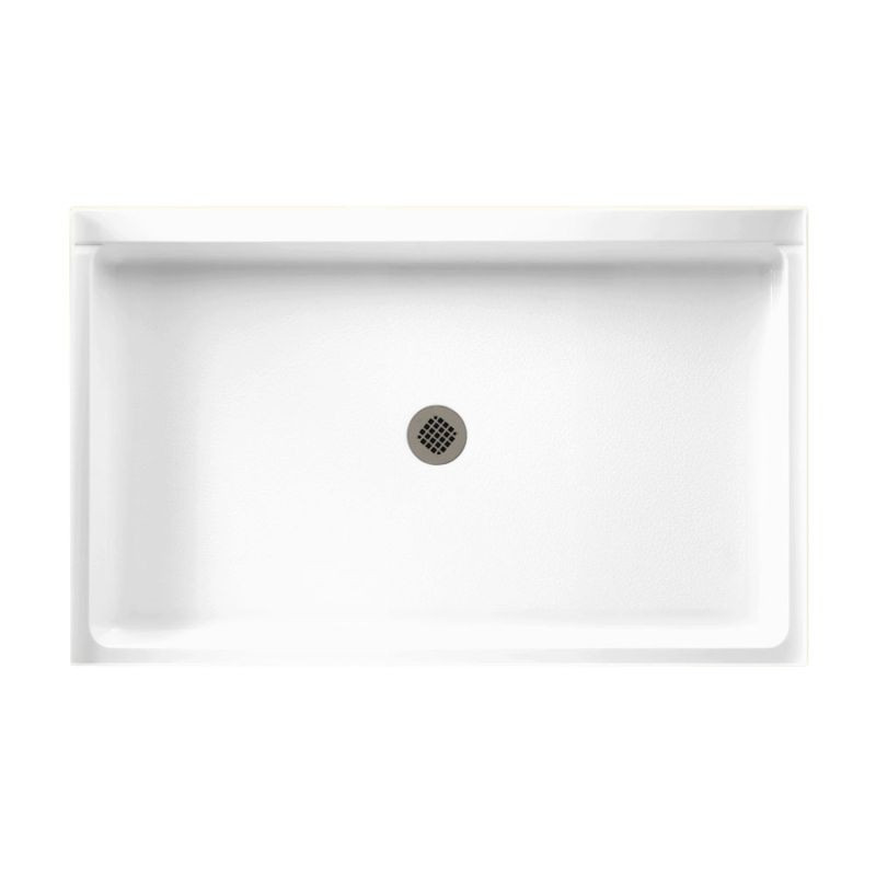 34.188-in D x 54.375-in W x 5.5-in H Solid Surface Shower Base in White