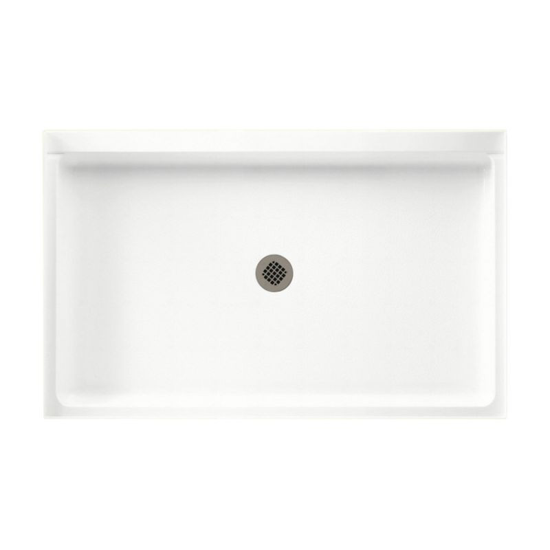 34.188-in D x 54.375-in W x 5.5-in H Solid Surface Shower Base in Tahiti White