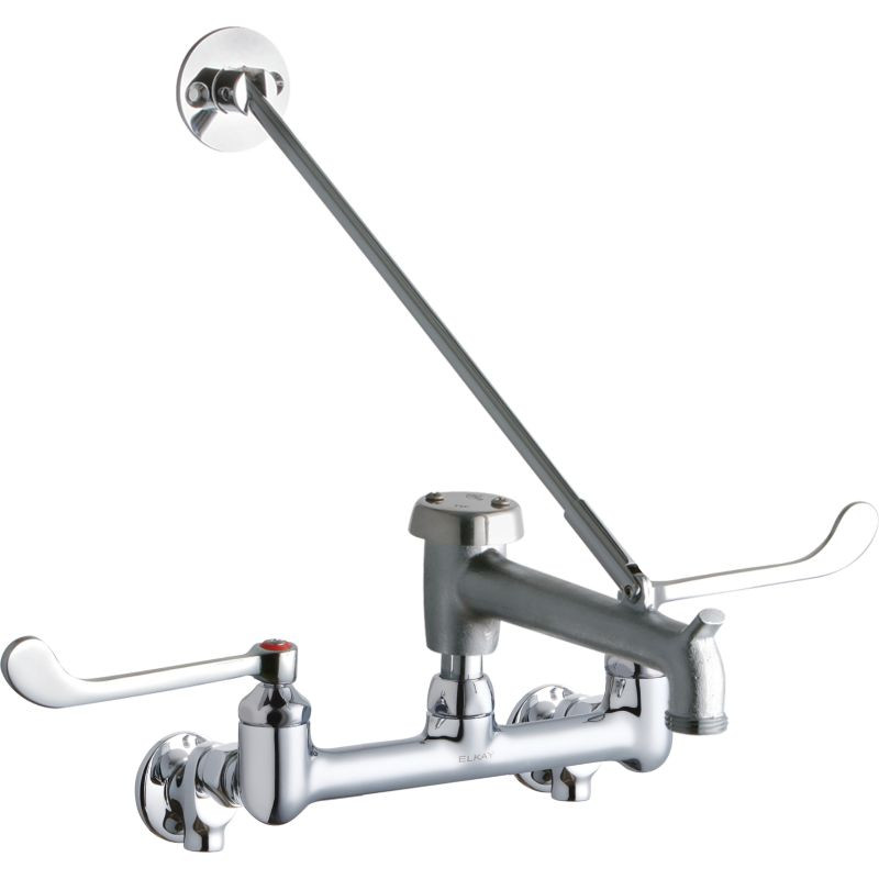 Wall Mount 8in Center Commercial 2-Hole Faucet in Chrome