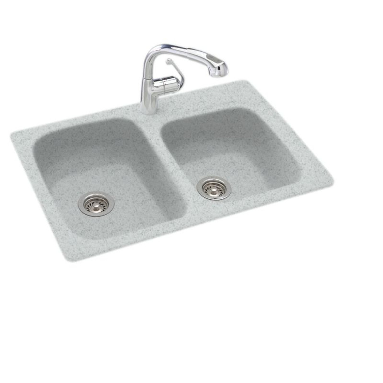 33-in D x 22-in W x 9-in H Solid Surface Dual Mount Double Bowl Kitchen Sink with 1-Hole in Tahiti Gray