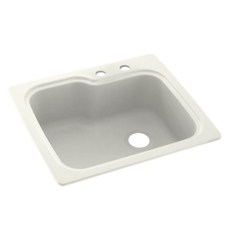 25-in D x 22-in W x 9.5-in H Solid Surface Dual Mount Single Bowl Kitchen Sink with 2-Hole in Bisque